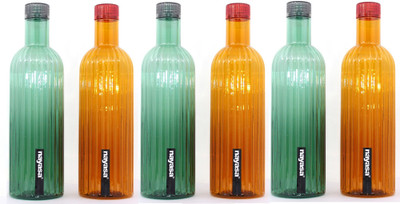 NAYASA 1000 ml Plastic Bottle(Pack of 6, Orange, Green)