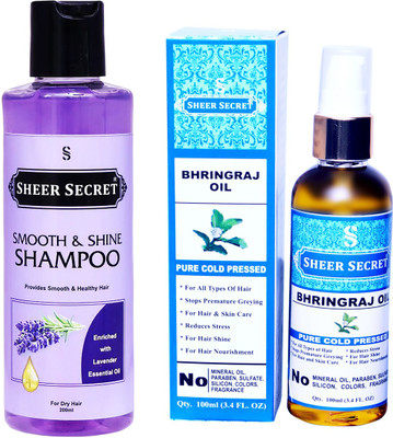Sheer Secret Smooth & Shine Shampoo 200ml and Bhringraj Oil 100ml(2 Items in the set)