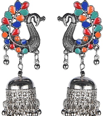 Muccasacra Trendy Peacock design with Multicolour Earring Beads Alloy, Metal Drops & Danglers