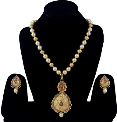 Darsha Collections Alloy Gold-plated Gold, Brown Jewellery Set(Pack of 1)