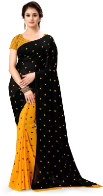 Anand SAREES Polka Print Daily Wear Georgette Saree(Yellow)