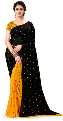 Anand Sarees Polka Print Daily Wear Georgette Saree(Yellow)