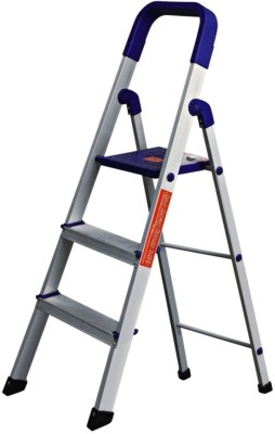 PARASNATH Aluminium Blue Heavy Folding Ladder 3 Step 3.2 Ft Made In India Aluminium Ladder(With Platform)