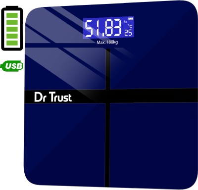 Dr. Trust (USA) Executive Rechargeable Digital Weighing Scale Electronic Weight Machine For Human Body with Temperature Display( USB Cable Included) Weighing Scale (Blue)