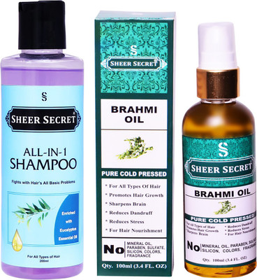 Sheer Secret All In 1 Shampoo 200ml and Brahmi Oil 100ml(2 Items in the set)