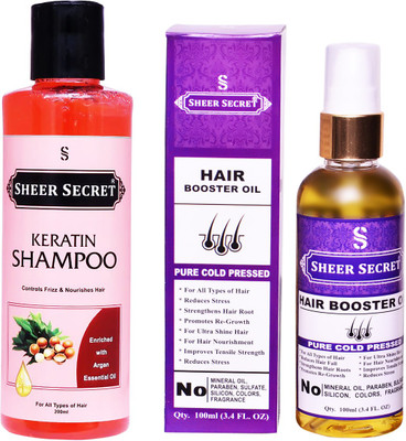 Sheer Secret Keratin Shampoo 200ml and Hair Booster Oil 100ml(2 Items in the set)