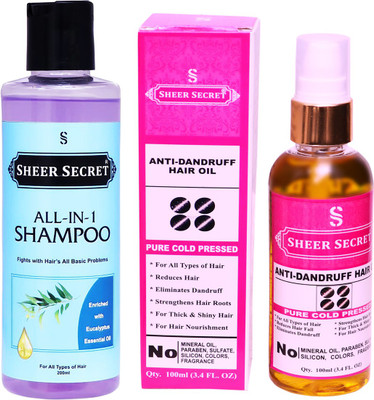 Sheer Secret All In 1 Shampoo 200ml and Anti Dandruff Oil 100ml(2 Items in the set)