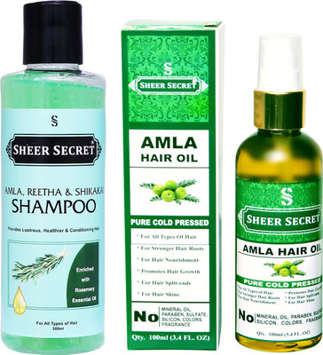 Sheer Secret Amla Reetha Shikakai Shampoo 200ml and Amla Hair Oil 100ml(2 Items in the set)