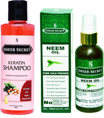 Sheer Secret Keratin Shampoo 200ml and Neem Oil 100ml(2 Items in the set)