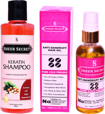 Sheer Secret Keratin Shampoo 200ml and Anti Dandruff Oil 100ml(2 Items in the set)