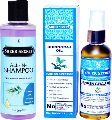 Sheer Secret All In 1 Shampoo 200ml and Bhringraj Oil 100ml(2 Items in the set)