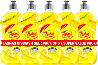 Laxnas Herbals Dish Washing Gel (SUPER VALUE PACK) Dish Cleaning Gel  (FRESH LIME, 5 x 250 ml)