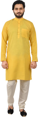 PRO ETHIC Men Solid Straight Kurta(Yellow)