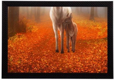 eCraftIndia Fall Season Jungle View Satin Matt Texture UV Art Ink 10 inch x 14 inch Painting(With Frame)