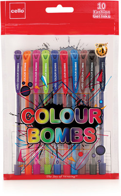 Cello Colour Bombs Gel Pen(Pack of 10, Ink Color - Multicolor)