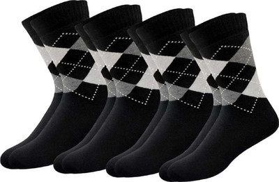 YJ FASHION Men Self Design Mid-Calf/Crew(Pack of 4)