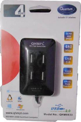 QUANTUM 2.0 USB Hub Multiuse Adapter 4 Port QHM6689 USB Hub(Black)