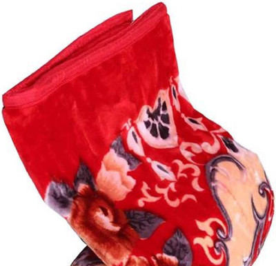 GKM Floral Single Mink Blanket for  Heavy Winter(Polyester, Multicolor)