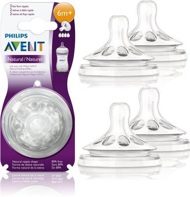 Philips Avent FEEDING NIPPLE NATURAL 6M+ Fast Flow Nipple(Pack of 4 Nipples)