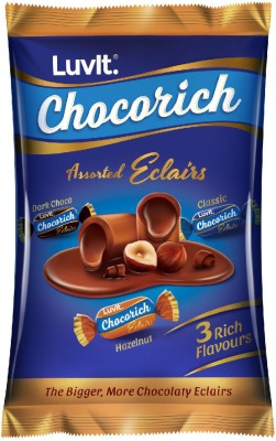 LuvIt Chocorich Assorted Eclairs Hazelnut, Dark Choco & Classic Flavours Toffee