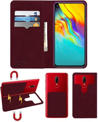 ACM Flip Cover for Infinix Hot 9 Pro(Maroon, Cases with Holder, Pack of: 1)