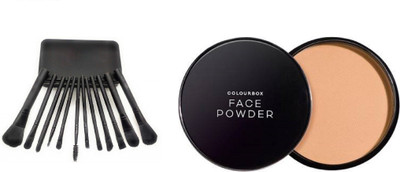 Miss Hot Professional Makeup Brushes Set Foundation Blending Blush (black) (Pack of 12) With Compact Pressed Powder(13 Items in the set)