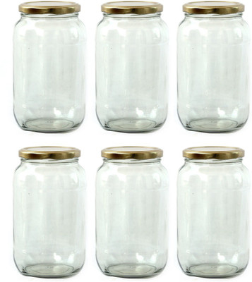 DEVDOX Glass Utility Container  - 1000 ml(Pack of 6, Clear)