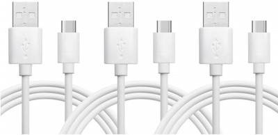 Wonder World ® Quick Charge Type-C Cable Fast Charging 3.1 A 1.5 m Copper Braiding USB Type C Cable(Compatible with Mobile Phones, Tablet, HDTV, Camcorder, DVD, TV, Dry White, Pack of: 3)