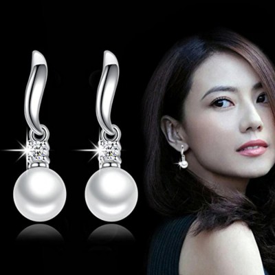 MYKI Sizzling Hot Tassel Pearl Earring With Swarovski Element For Women & Girls Crystal Sterling Silver Drops & Danglers