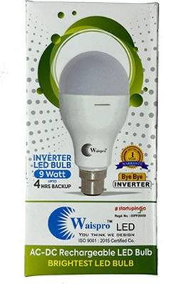 WAISPRO PC AC DC Inverter Led Bulb 9 Watt 4.5 hrs Bulb Emergency Light(White)