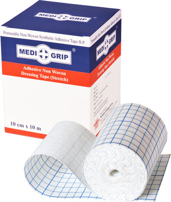 Medigrip Dressing Tape (Stretch) 10 m x 10 cm (Pack of 6 rolls) Non Woven First Aid Tape(Pack of 6)