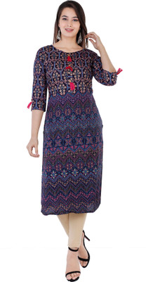 Unisets Women Printed Straight Kurta(Multicolor)
