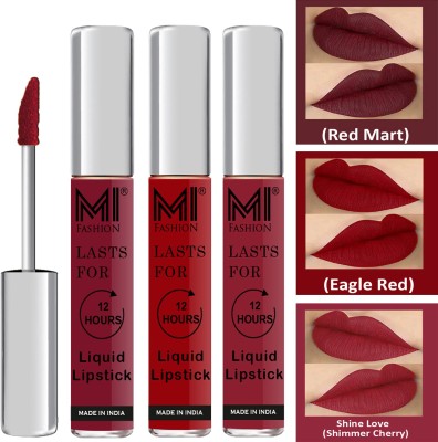 MI FASHION Water Proof Long Lasting Matte Liquid Lipstick Combo Set Go Local Go Vocal Code no 1863(Red,Red,Cherry Red, 9 ml)