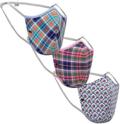 Peter England PECLMSKW52058N Cloth Mask With Melt Blown Fabric LayerMulticolor S Pack of 3