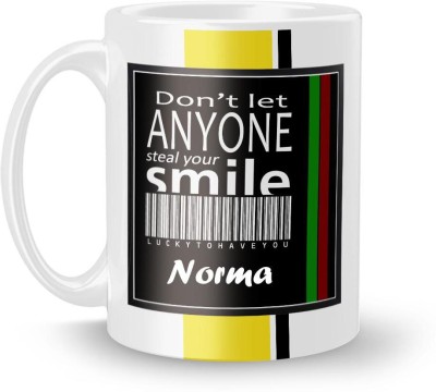 Beautum DON'T LET ANYONE STEAL YOUR SMILE Norma LUCKY TO HAVE YOU Printed Ceramic Model No:BDLASZX014985 Ceramic Coffee Mug(350 ml)