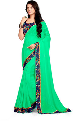 MM VENTURE Floral Print Bollywood Georgette Saree(Green)