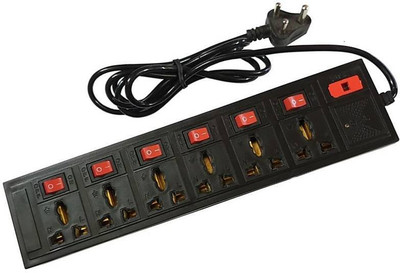 GLUCKLICH EXTENSION BOARD 6+6 6  Socket Extension Boards(Black, 3.5 m, With USB Port)