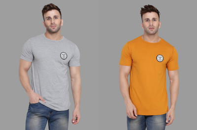 Money Leaf Solid Men Round Neck Silver, Gold T-Shirt