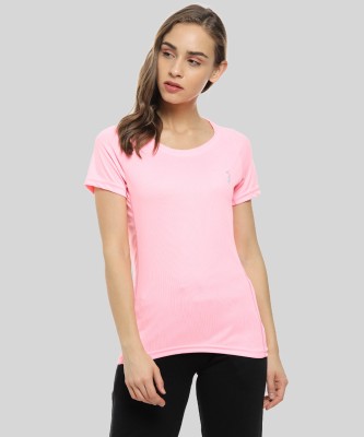 CAMPUS SUTRA Solid Women Round Neck Pink T-Shirt