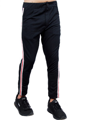 IAC Self Design Men Black Track Pants