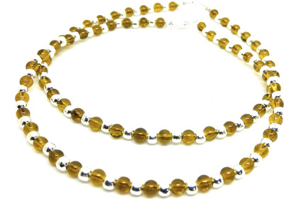 AKS Jewelz Designer Silver n Mustard beads anklet pair Alloy Anklet(Pack of 2)