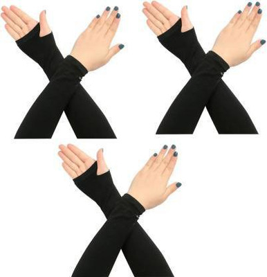Apastra Nylon Arm Sleeve For Men & Women(Free, Black)