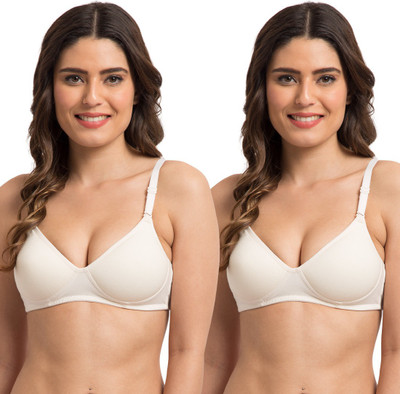 KOMLI Medium Padded Wirefree Women Full Coverage Lightly Padded Bra(White)