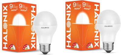 HALONIX 9 W Basic Round E27 LED Bulb(Yellow, Pack of 2)