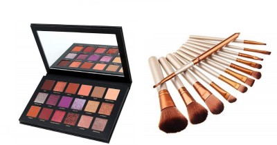 Miss Hot Professional Makeup Brush Set With combo Desert Dusk Eyeshadow Palette (Multicolour)(13 Items in the set)