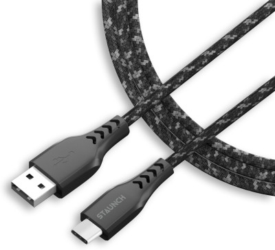 STAUNCH Spark S-1 1.5 m USB Type C Cable (Compatible with Mobile, Tablets etc., Black, Grey)