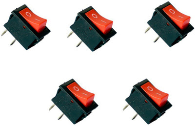 Tool Point 2 Pin Dpdt Black Button on/off/on Ac 250v/15a 125v/20a Rocker Switch 15 A One Way Electrical Switch(Pack of 1 Number of Switches - 5)