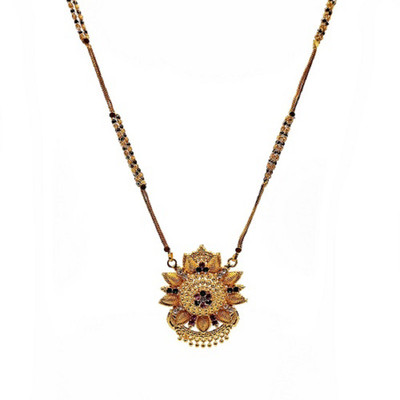 shankhraj mall har-leaves meena-black badam 2 line-BL1 Metal Mangalsutra