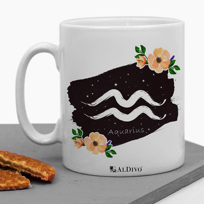 alDivo Premium Quality Aquarius Zoadic Sign Printed Ceramic Coffee Mug(350 ml)