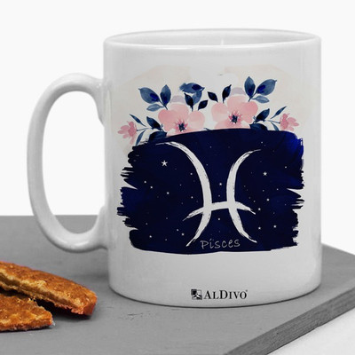 alDivo Premium Quality Pisces Zoadic Sign Printed Ceramic Coffee Mug(350 ml)